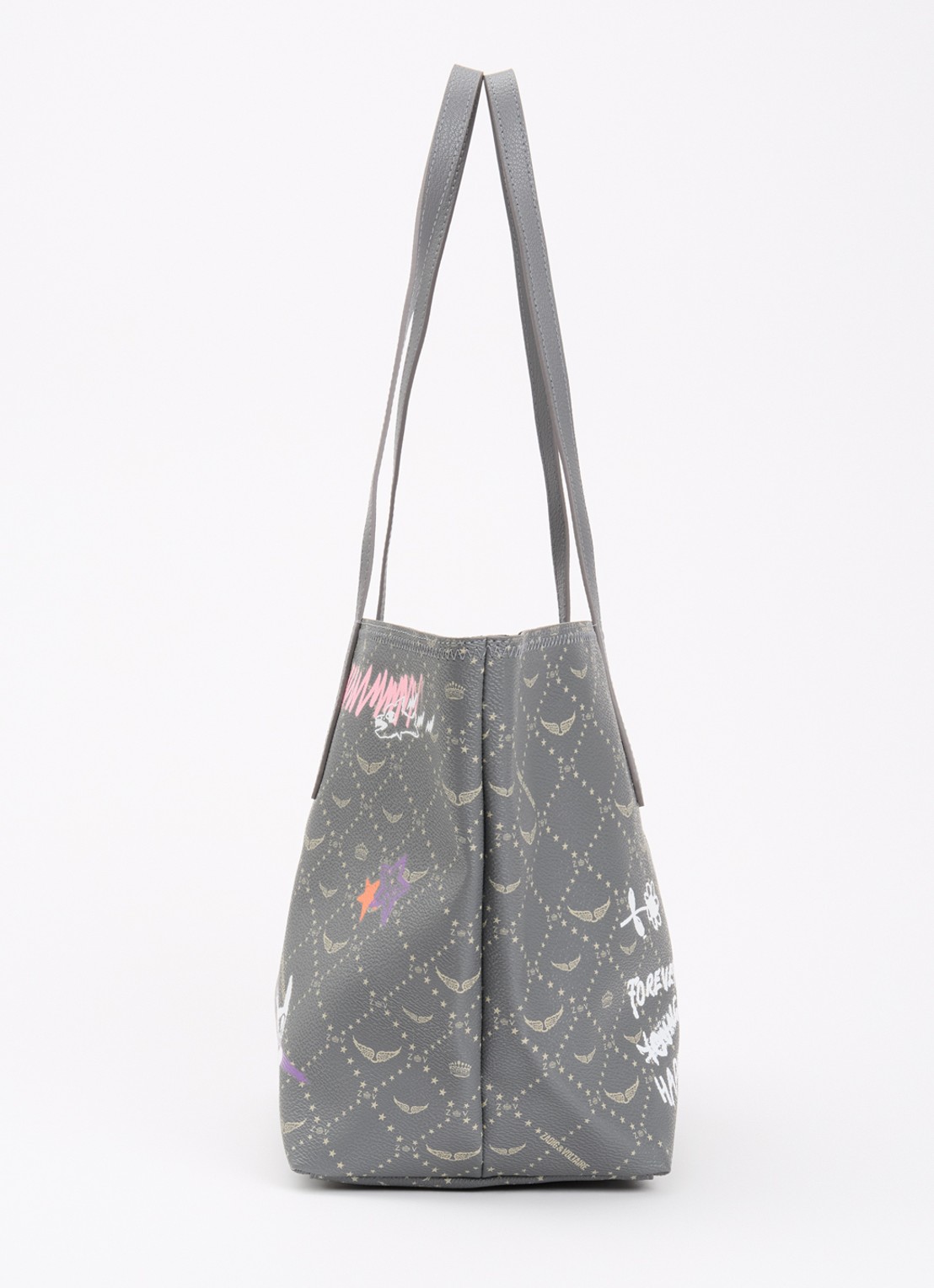 Zadig&Voltaire Z shopper van leer met logoprint - detail 4 grijs