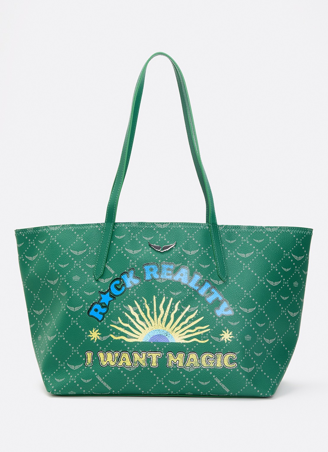 Zadig&Voltaire Z shopper van leer met logoprint - voorkant 5 groen