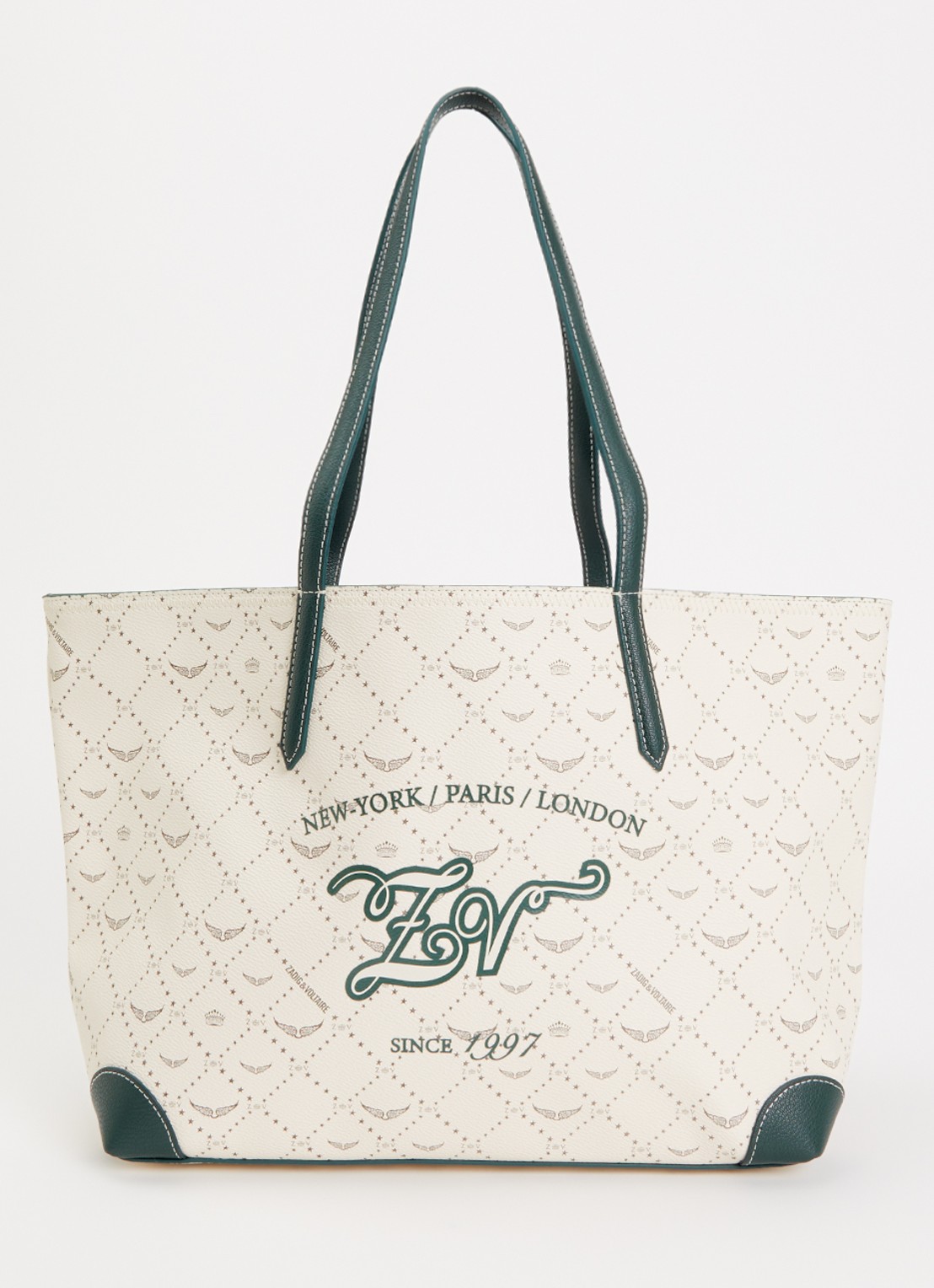 Zadig&Voltaire Z shopper van leer met logoprint - voorkant ivoor