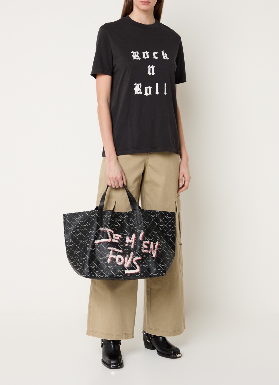 Zadig&Voltaire Z shopper XL met print - voorkant 3 zwart