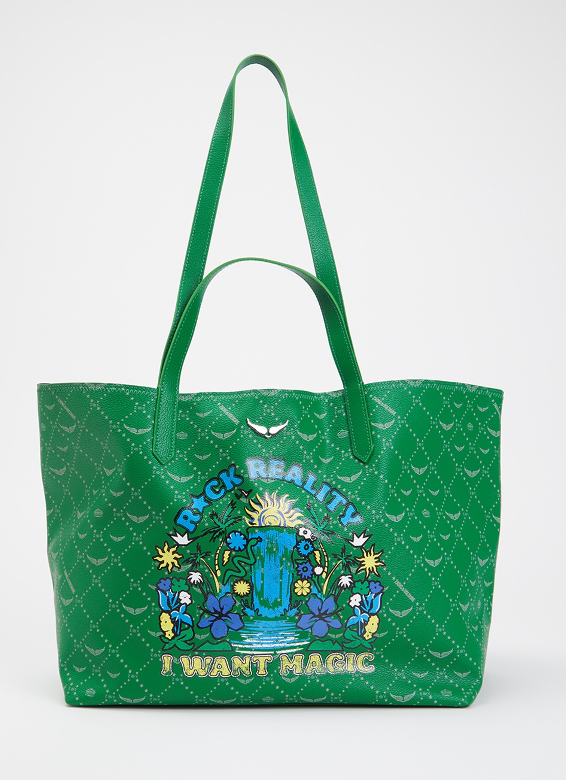 Zadig&Voltaire Z XL shopper van leer met logoprint - voorkant 2 groen