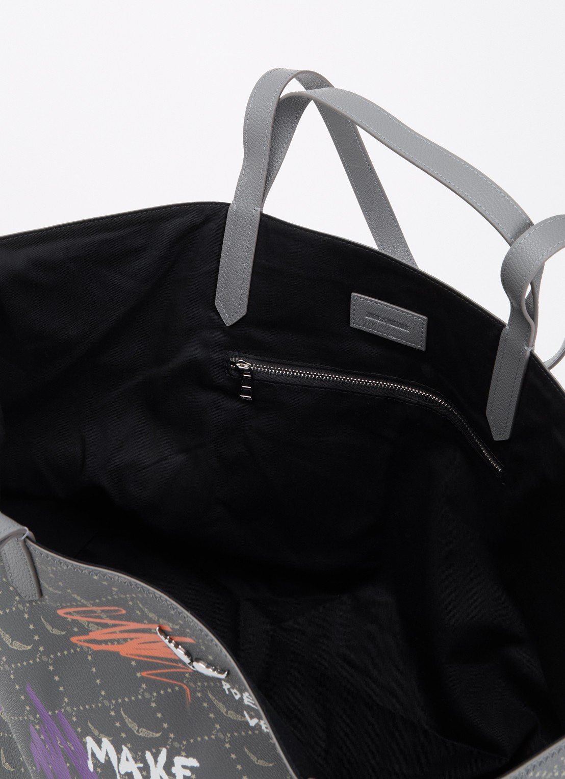 Zadig&Voltaire Z XL shopper van leer met logoprint - detail 2 grijs