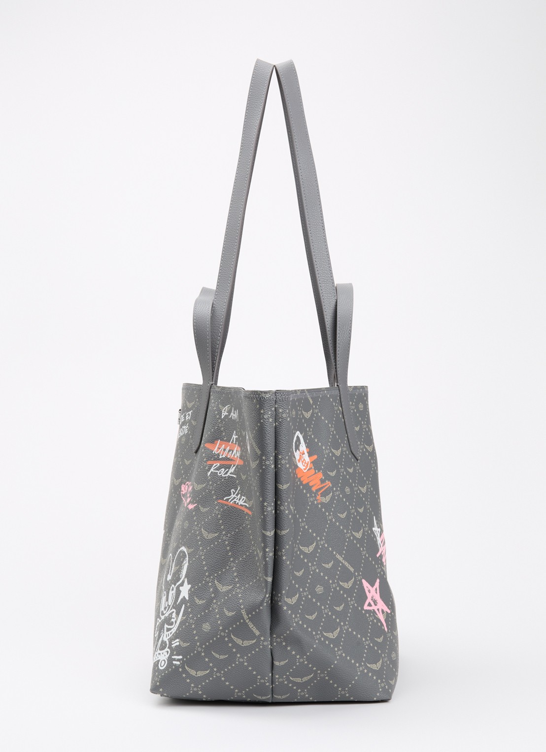 Zadig&Voltaire Z XL shopper van leer met logoprint - detail 3 grijs
