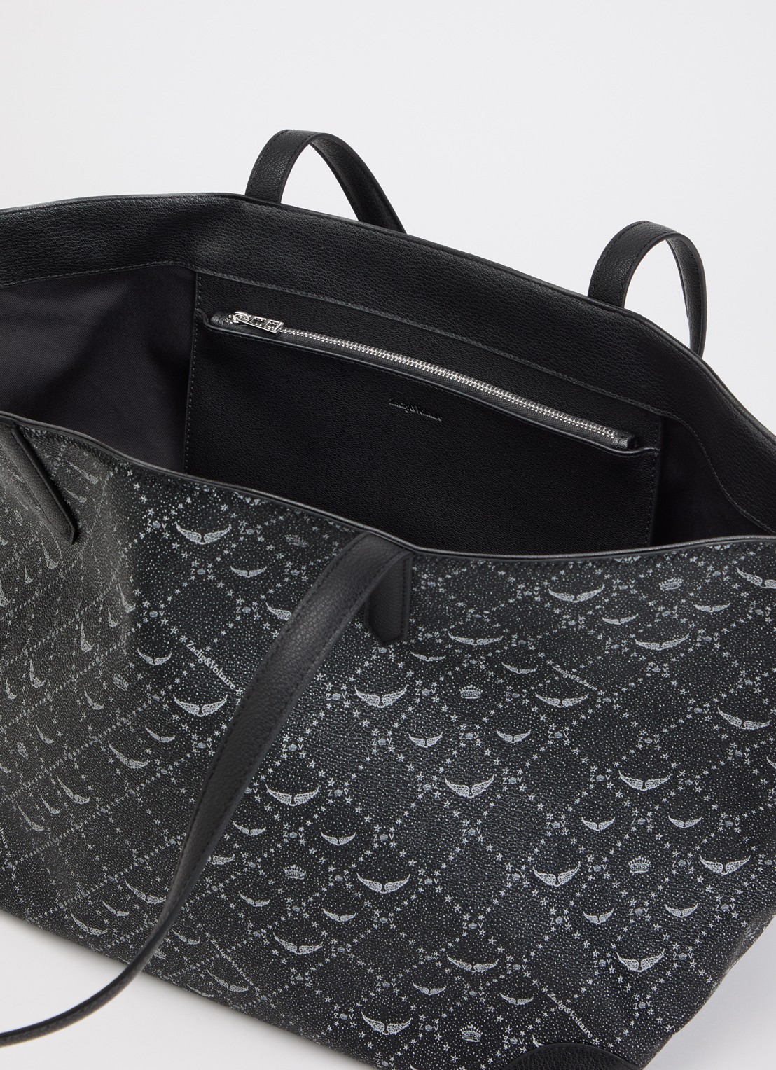 Zadig&Voltaire Z XL shopper van leer met logoprint - detail zwart