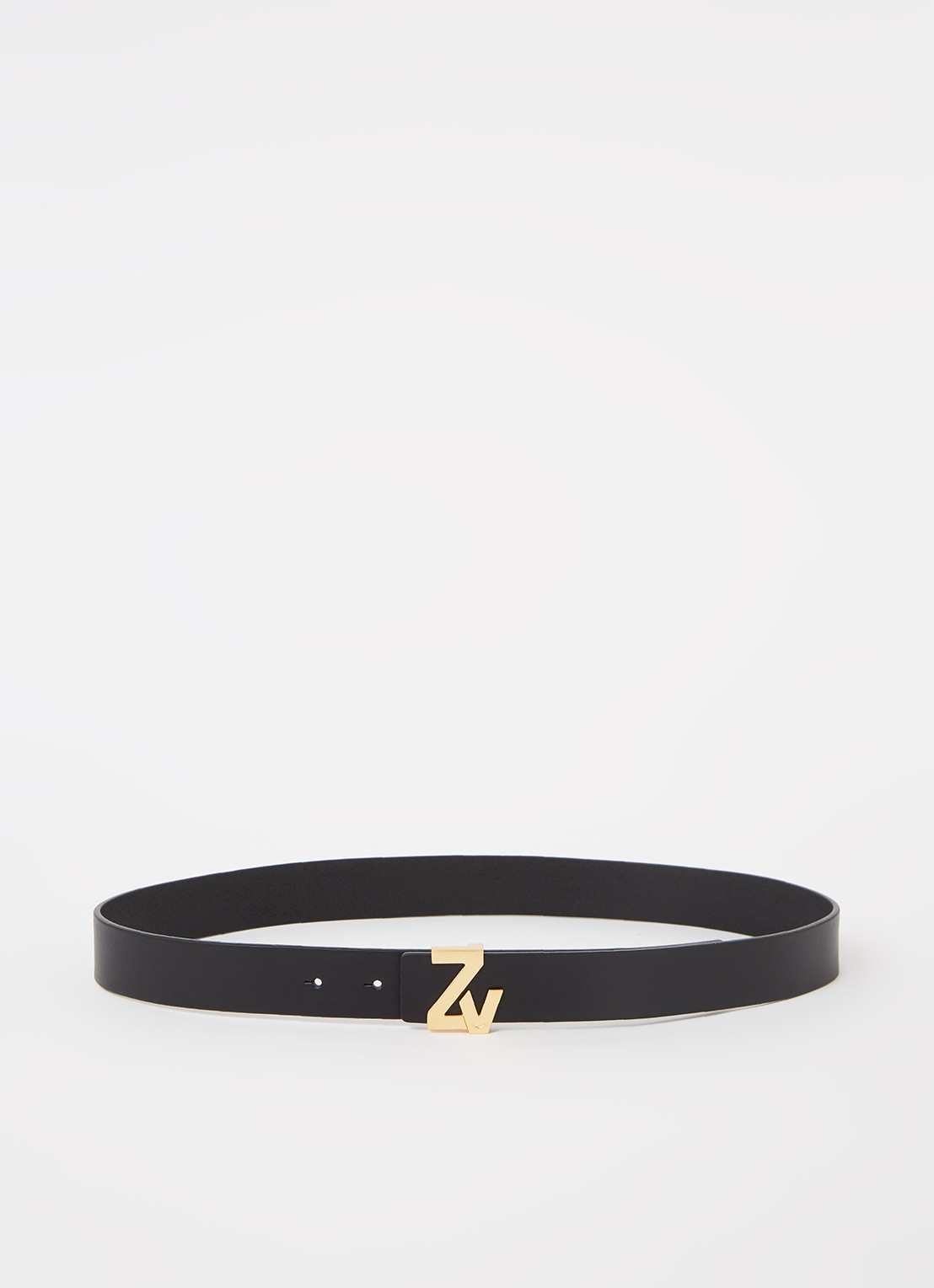 Zadig&Voltaire ZV Initiale riem van leer - voorkant 2 zwart