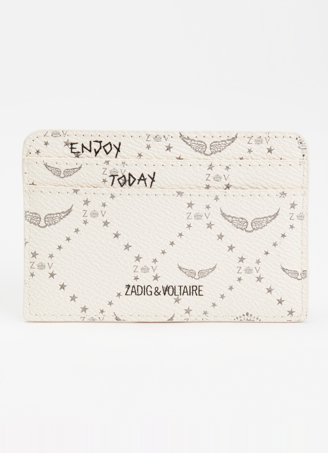 Zadig&Voltaire ZV pasjeshouder met logoprint  - achterkant 3 vanillegeel