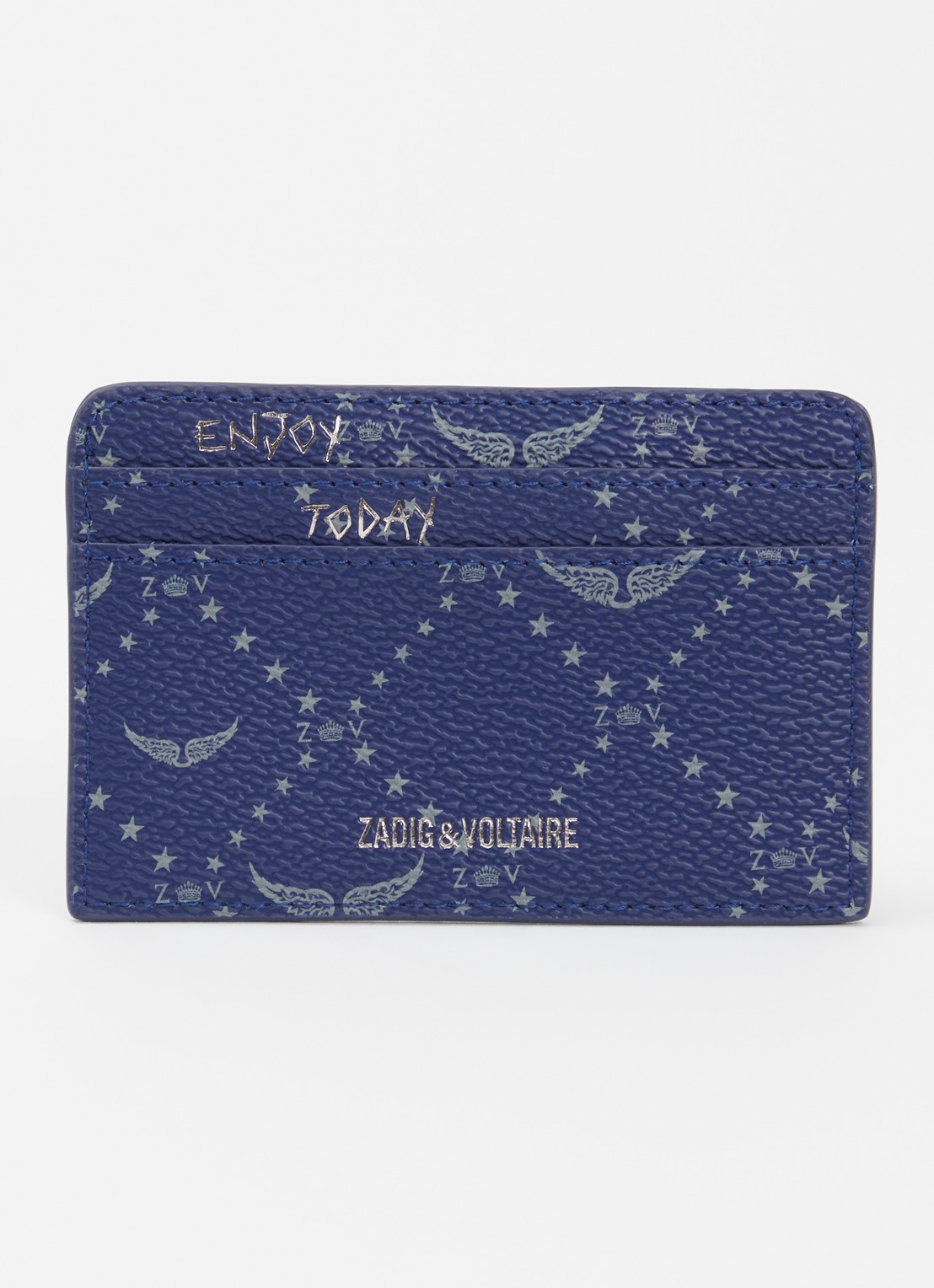 Zadig&Voltaire ZV pasjeshouder met logoprint  - achterkant donkerblauw