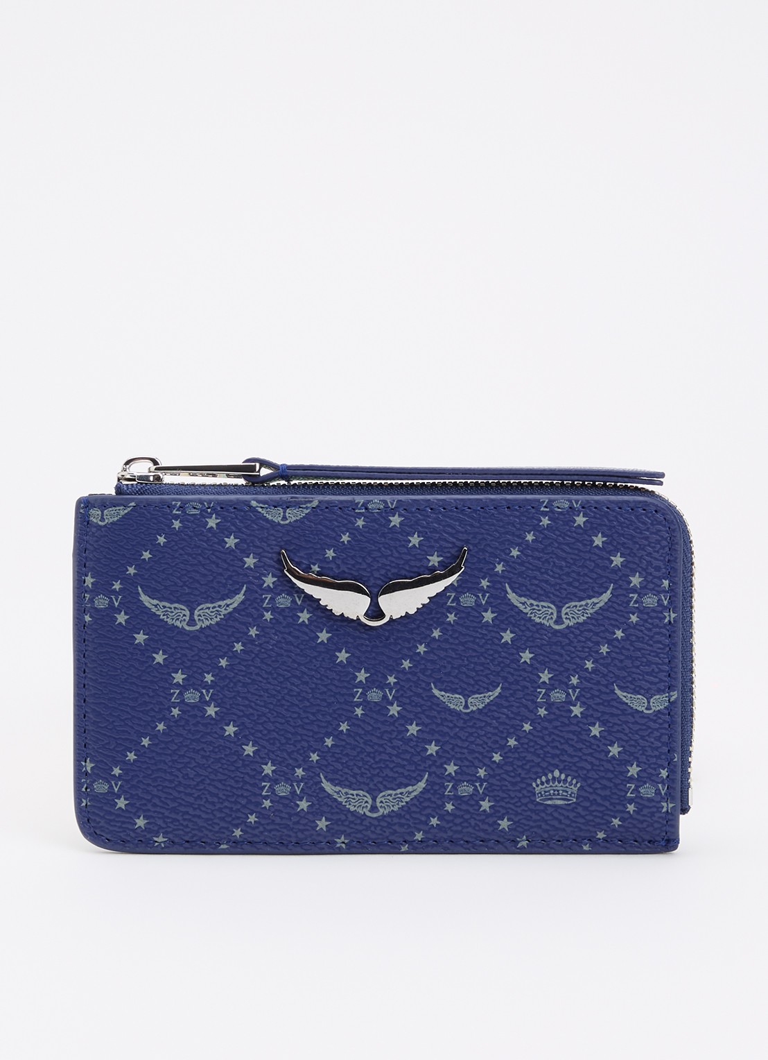 Zadig&Voltaire ZV pasjeshouder met logoprint  - voorkant royalblauw