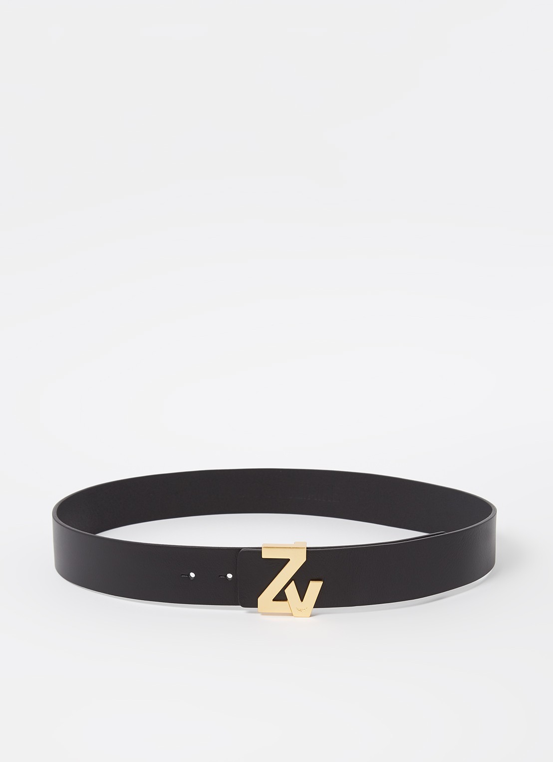 Zadig&Voltaire ZV riem van leer met logo - voorkant zwart