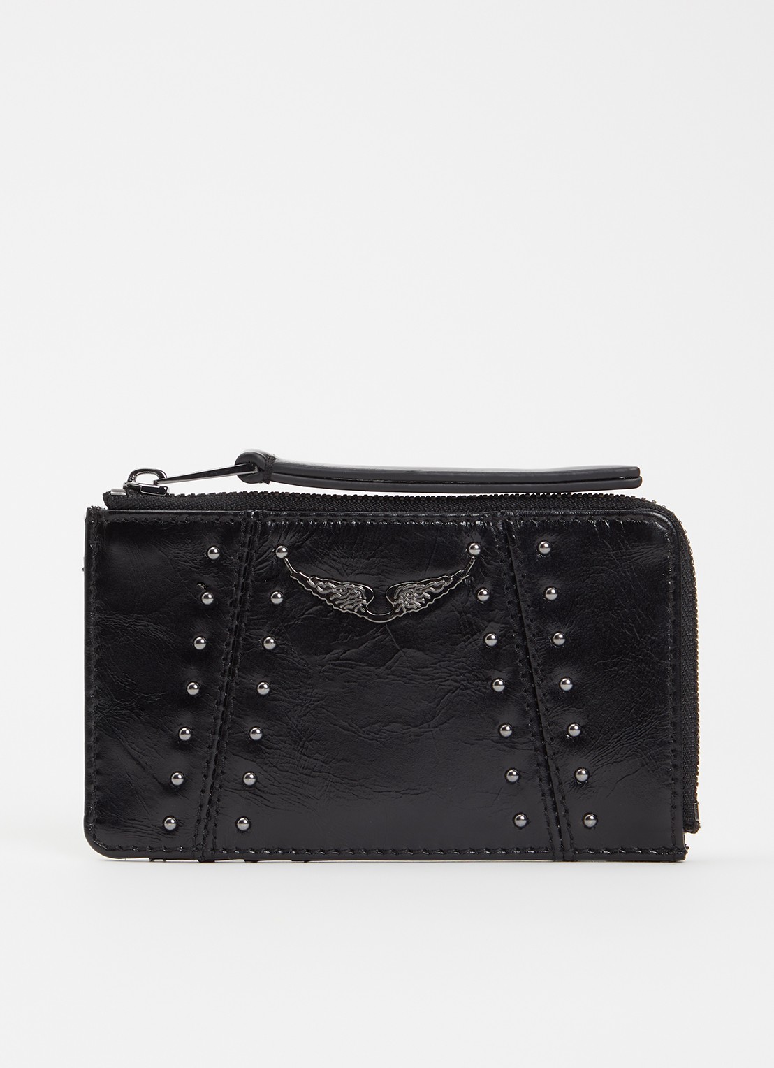 Zadig&Voltaire Zv Vintage pasjeshouder van leer met studs - voorkant 2 zwart