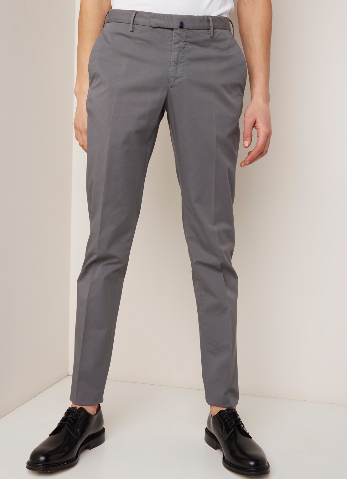 Zanone Slim fit pantalon met persplooi - detail 3 middengrijs
