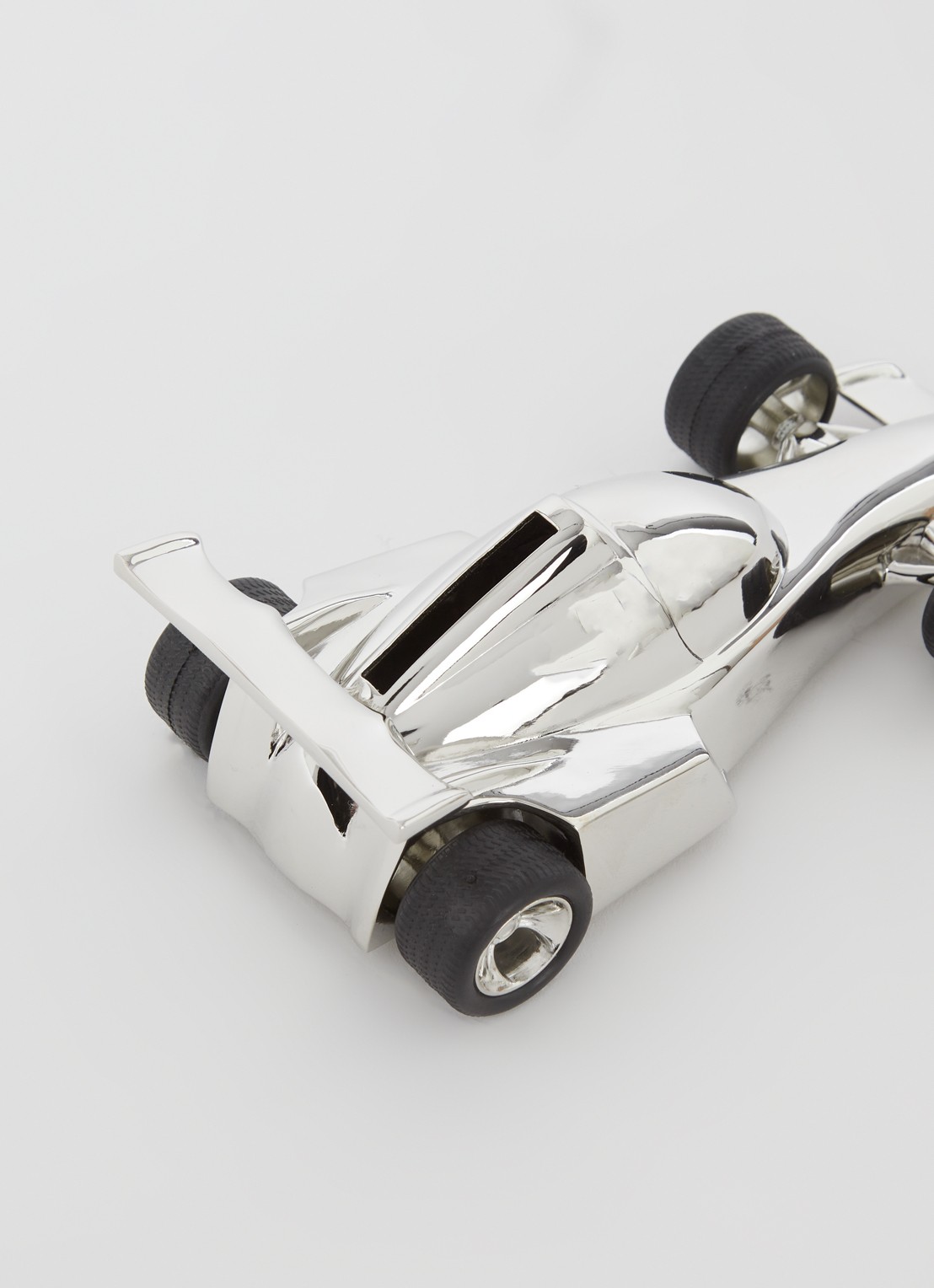 Zilverstad Raceauto spaarpot 5 cm - voorkant 2 zilver