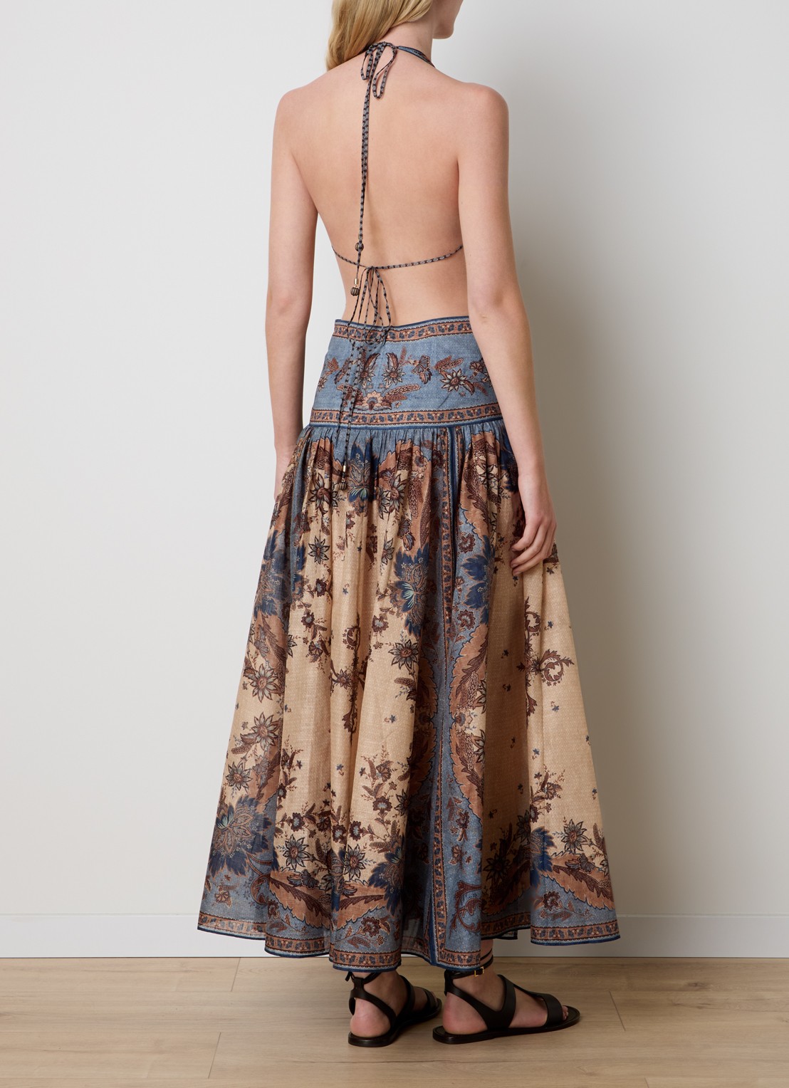 Zimmermann Ascension maxi jurk met bloemenprint - achterkant beige