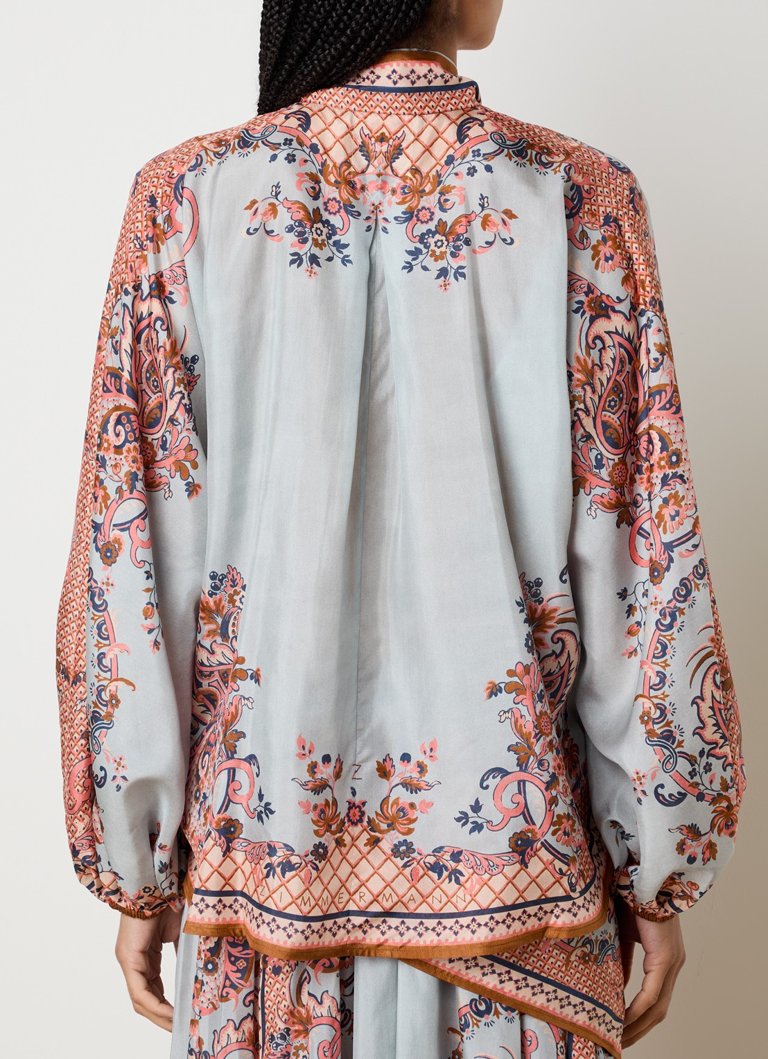 Zimmermann Aster blouse van zijde - achterkant 5 blauwgrijs