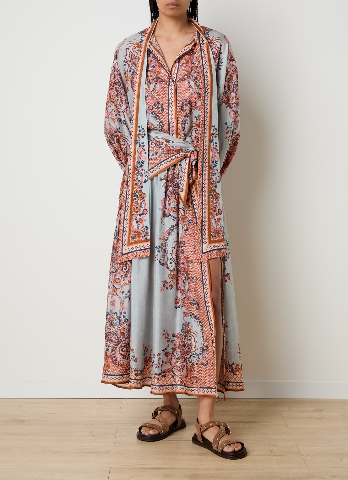Zimmermann Aster blouse van zijde - voorkant 4 blauwgrijs