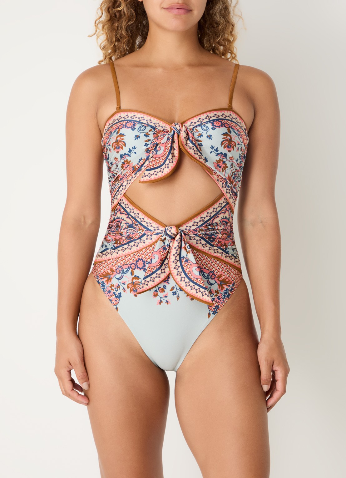 Zimmermann Aster Scarf bandeau badpak met paisly dessin - detail 3 blauw