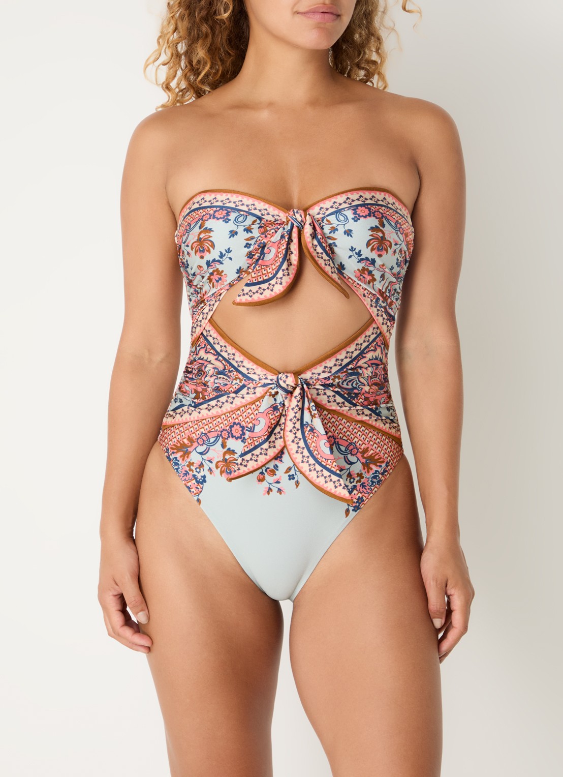 Zimmermann Aster Scarf bandeau badpak met paisly dessin - voorkant 2 blauw