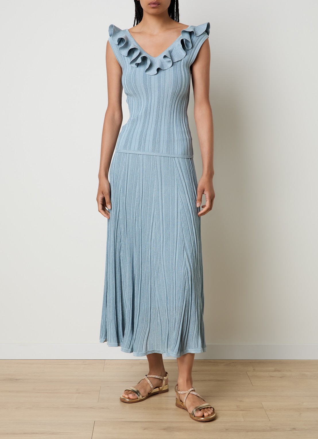 Zimmermann Aster top met metallic finish - voorkant 2 blauwgrijs