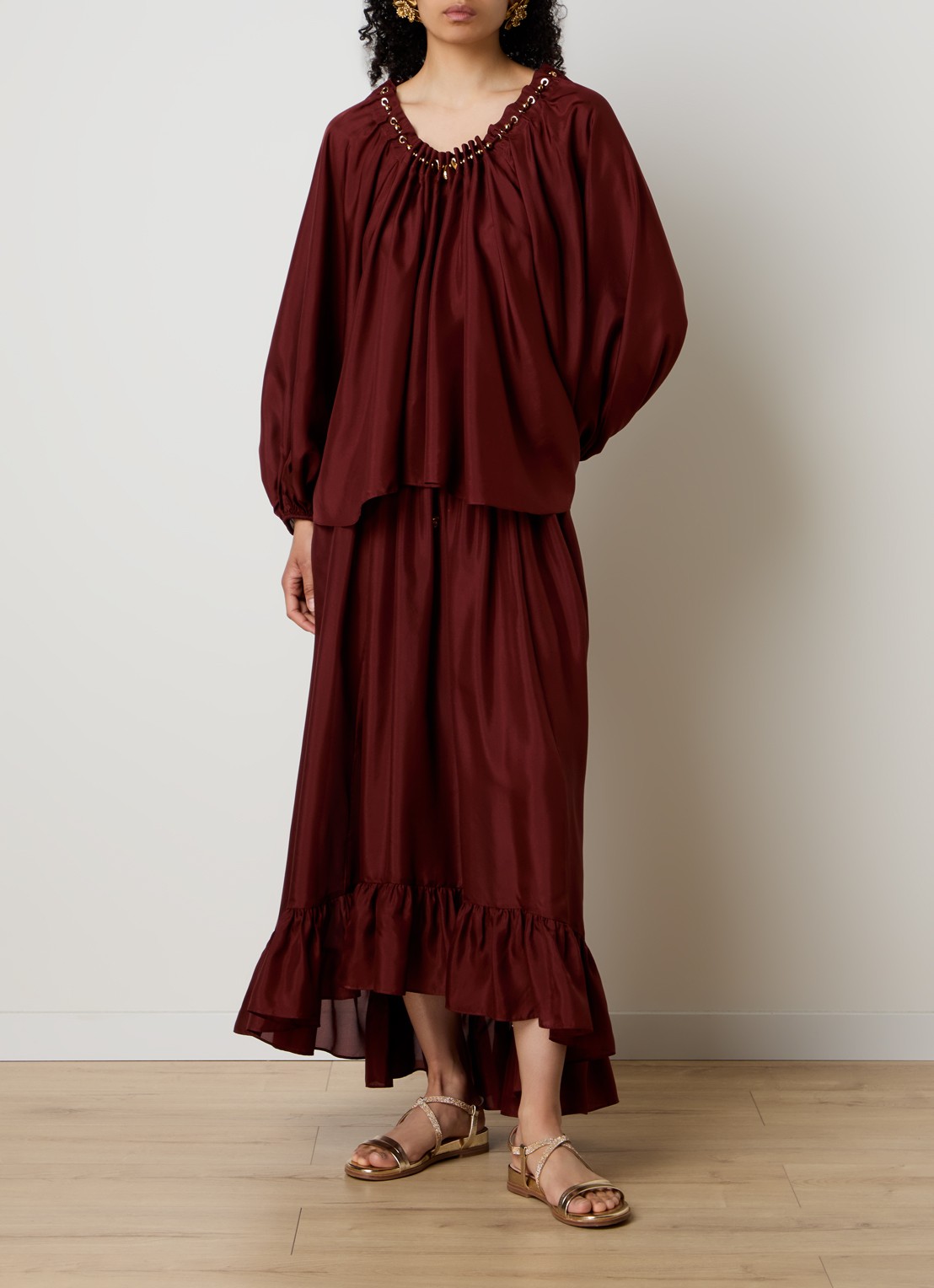 Zimmermann Aster tuniek van zijde - voorkant 4 bordeauxrood