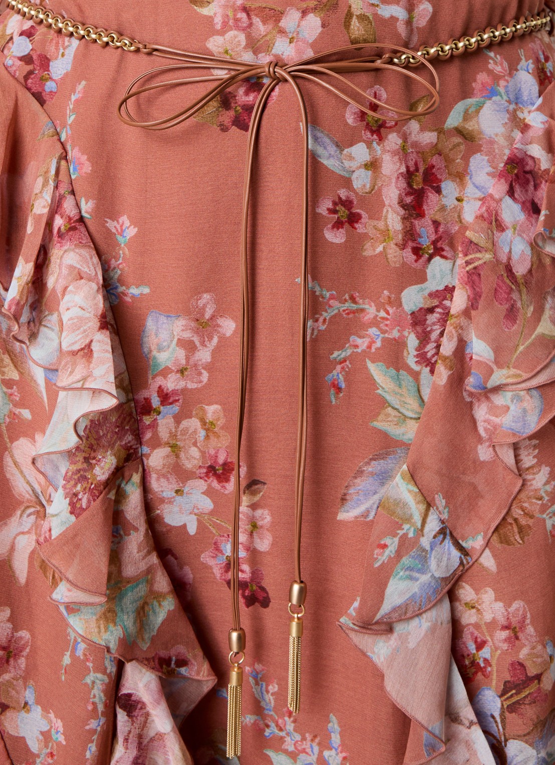Zimmermann Awaken maxi rok met bloemenprint - detail 5 roodbruin