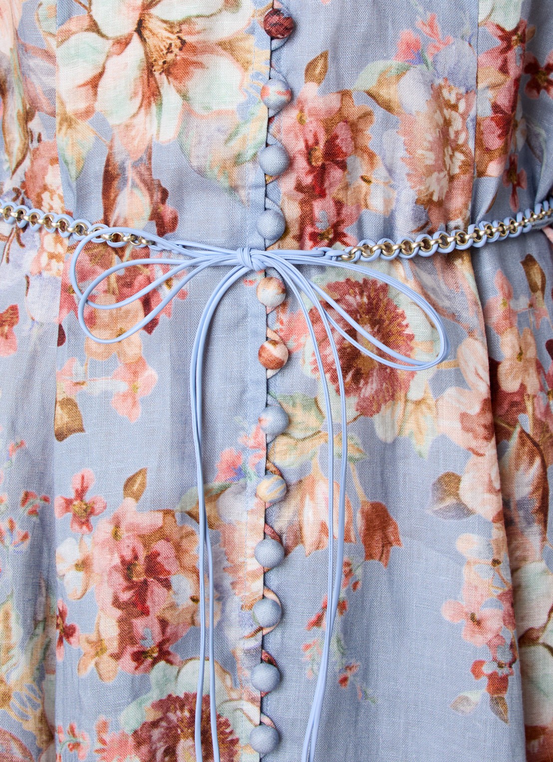 Zimmermann Awaken midi rok met bloemenprint en ceintuur - detail 5 blauwgrijs