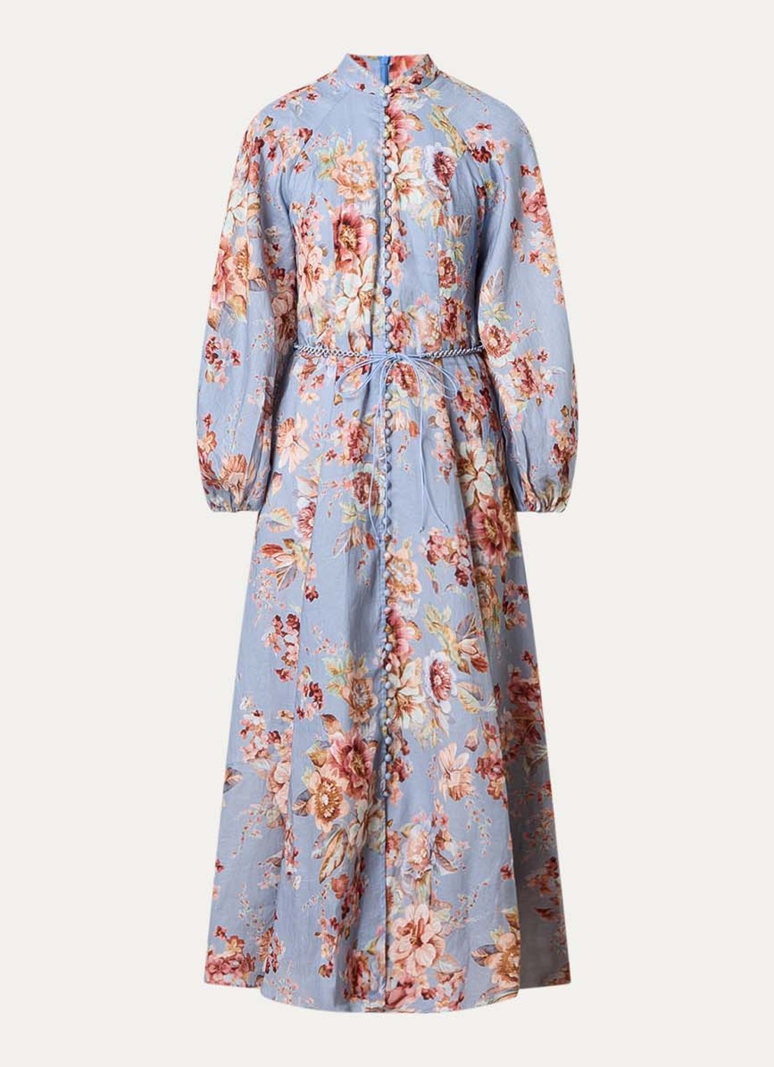 Zimmermann Awaken midi rok met bloemenprint en ceintuur - voorkant 2 blauwgrijs