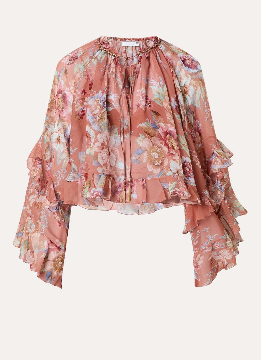 Zimmermann Awaken tuniek met bloemenprint - voorkant rood