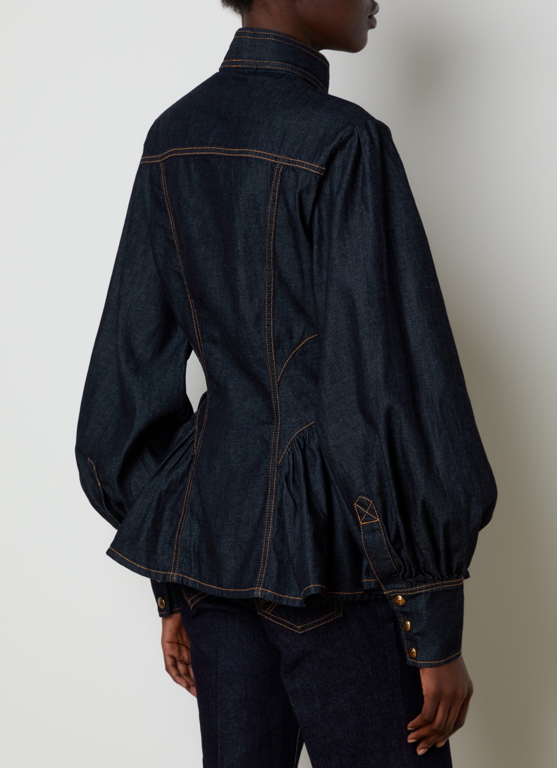 Zimmermann Blouse van denim met sjaalkraag - achterkant 3 blauw