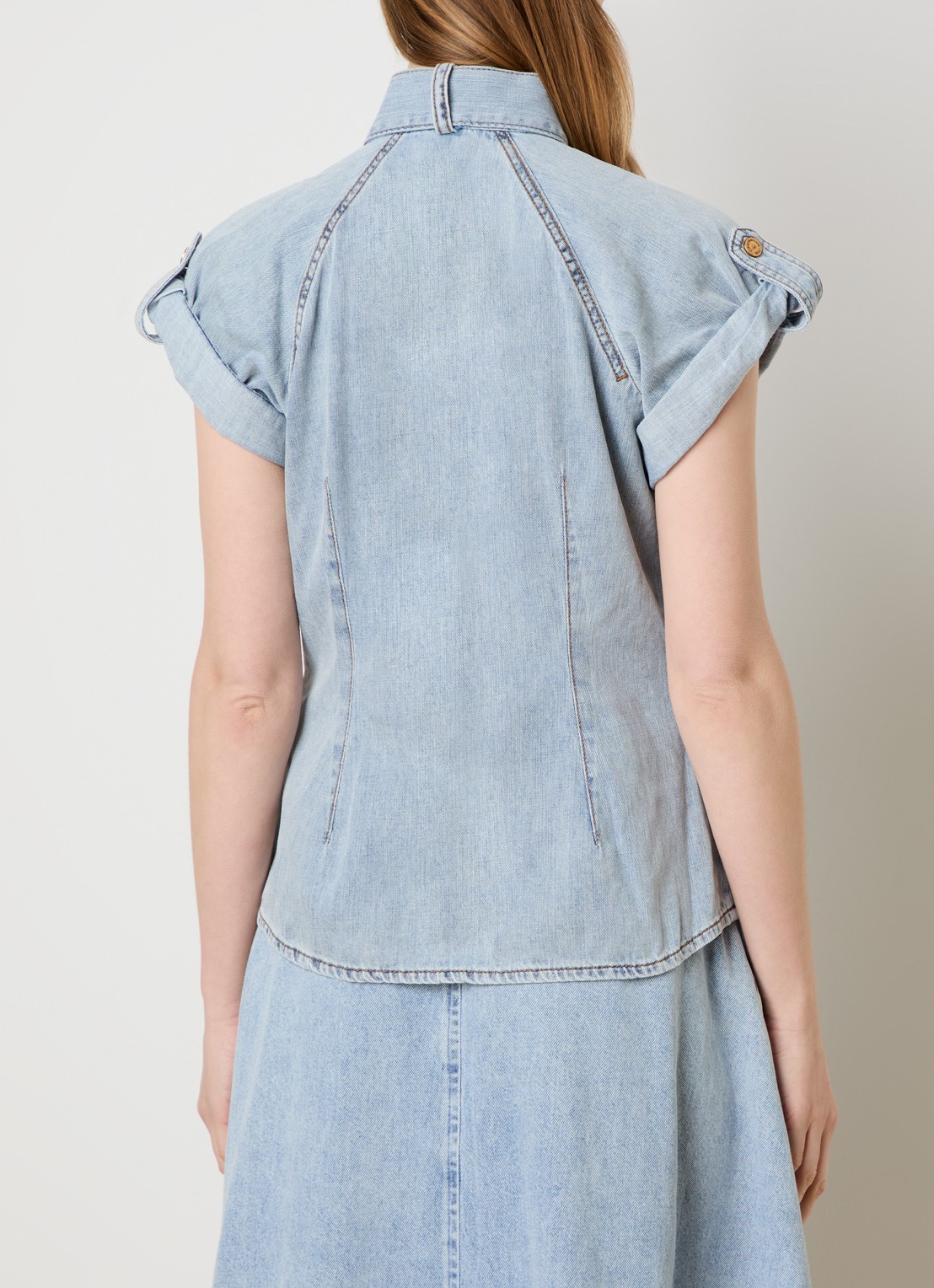 Zimmermann Blouse van denim - achterkant blauwgrijs