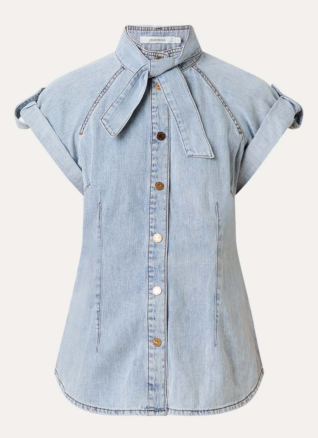 Zimmermann Blouse van denim - voorkant 2 blauwgrijs