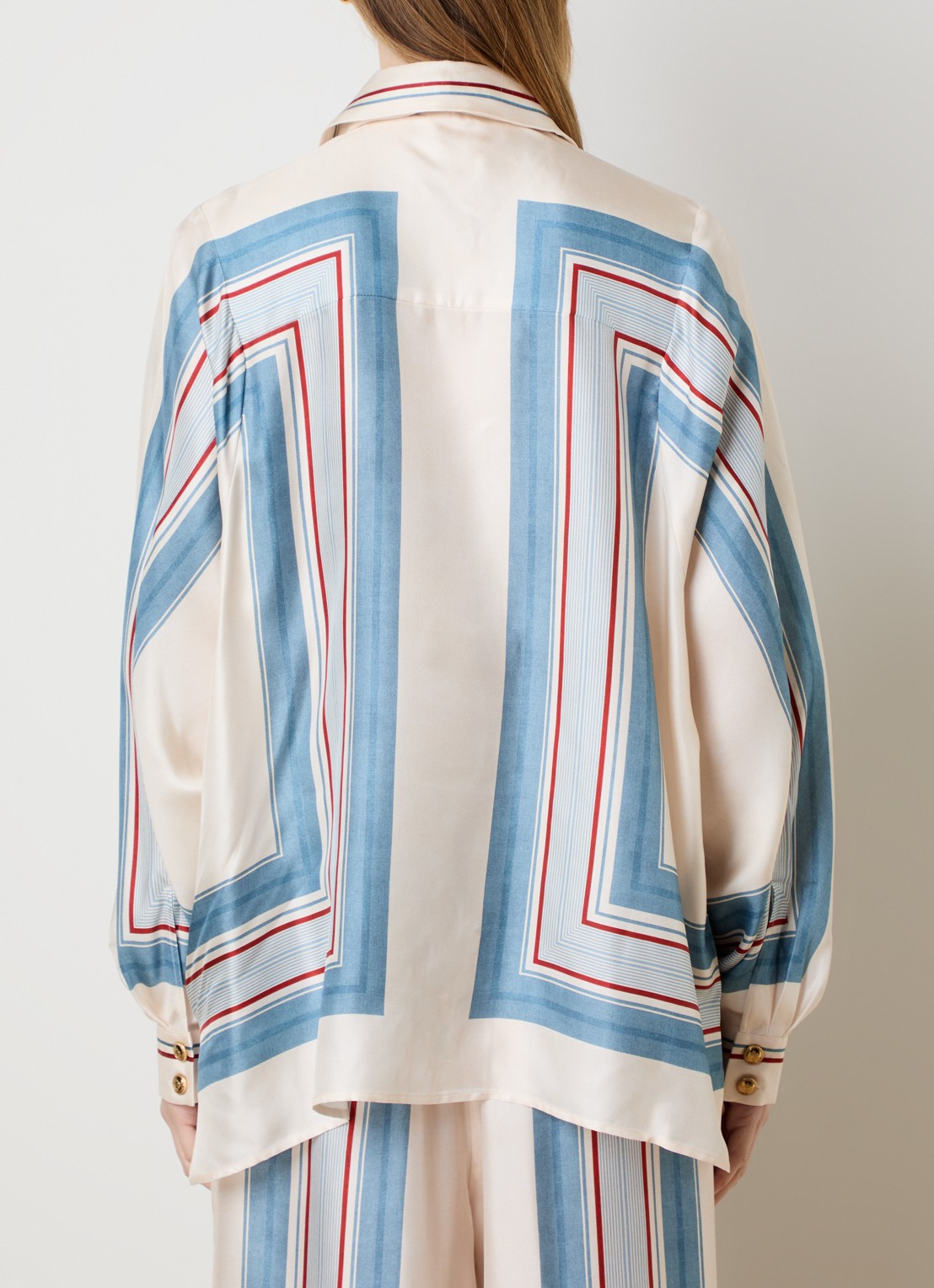 Zimmermann Blouse van zijde met print en sjaalkraag - achterkant 5 creme