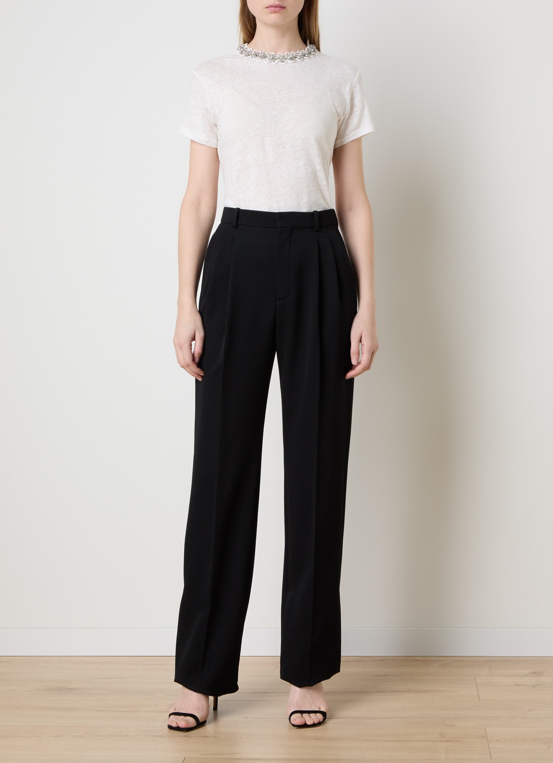Zimmermann Embellished top van linnen met strass - voorkant 3 wit