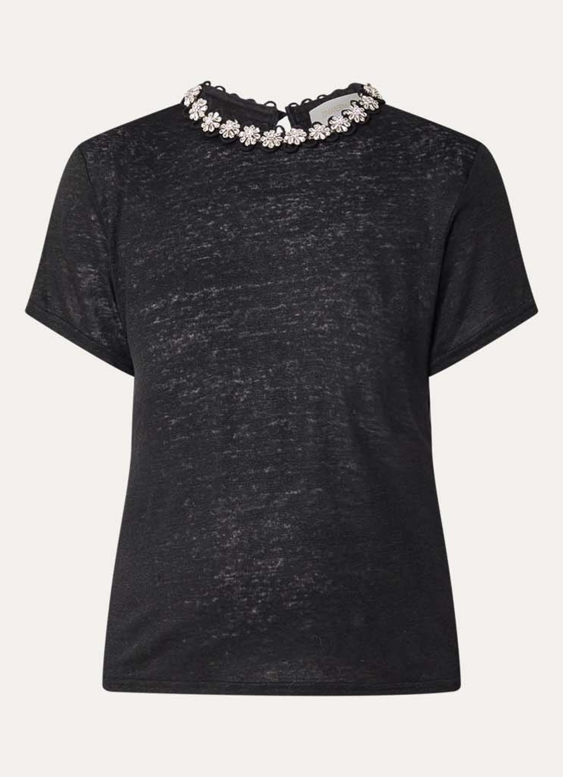 Zimmermann Embellished top van linnen met strass - voorkant 4 zwart
