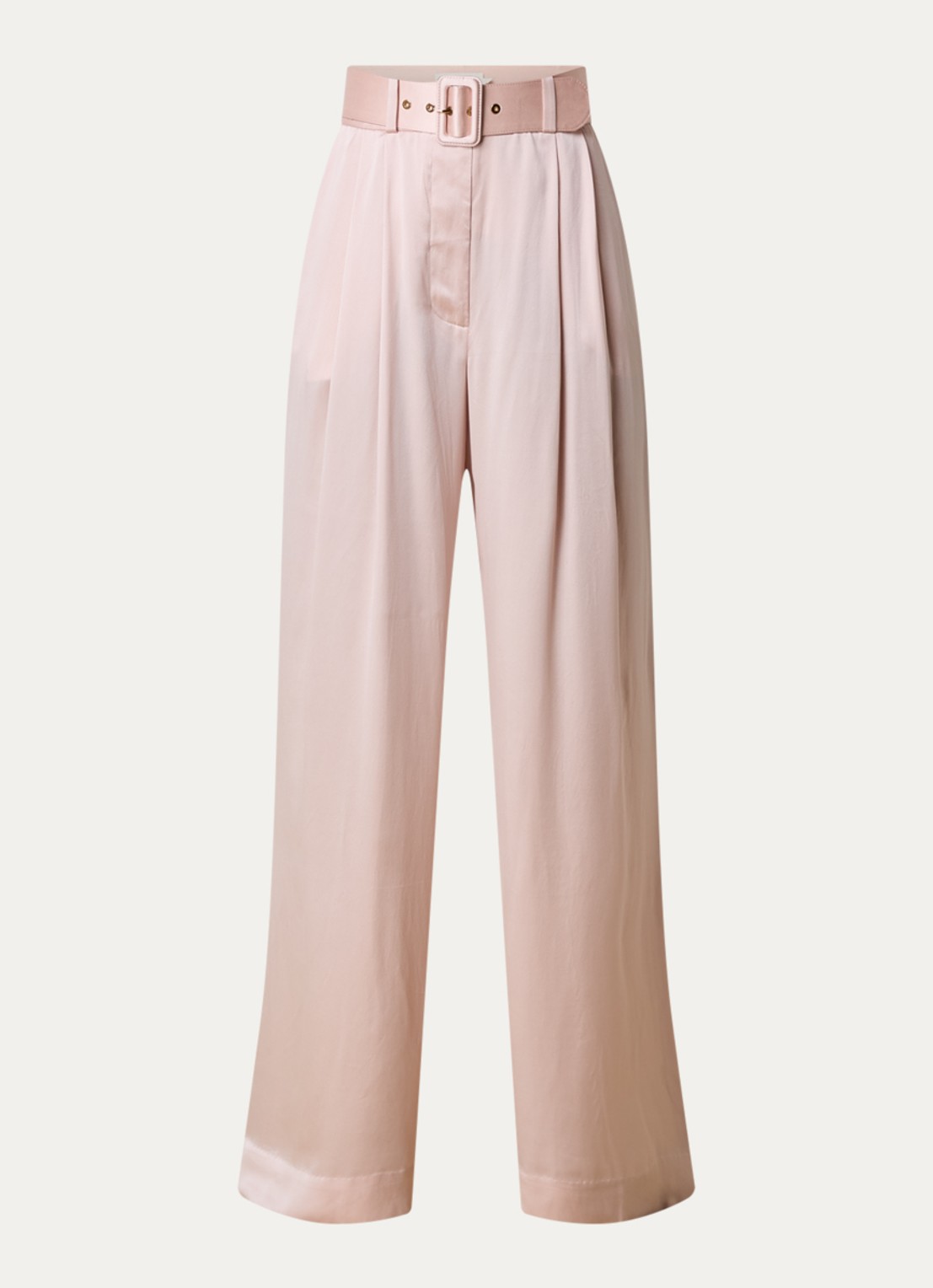 Zimmermann High waist wide fit palazzobroek van zijde met ceintuur - voorkant 4 lichtroze