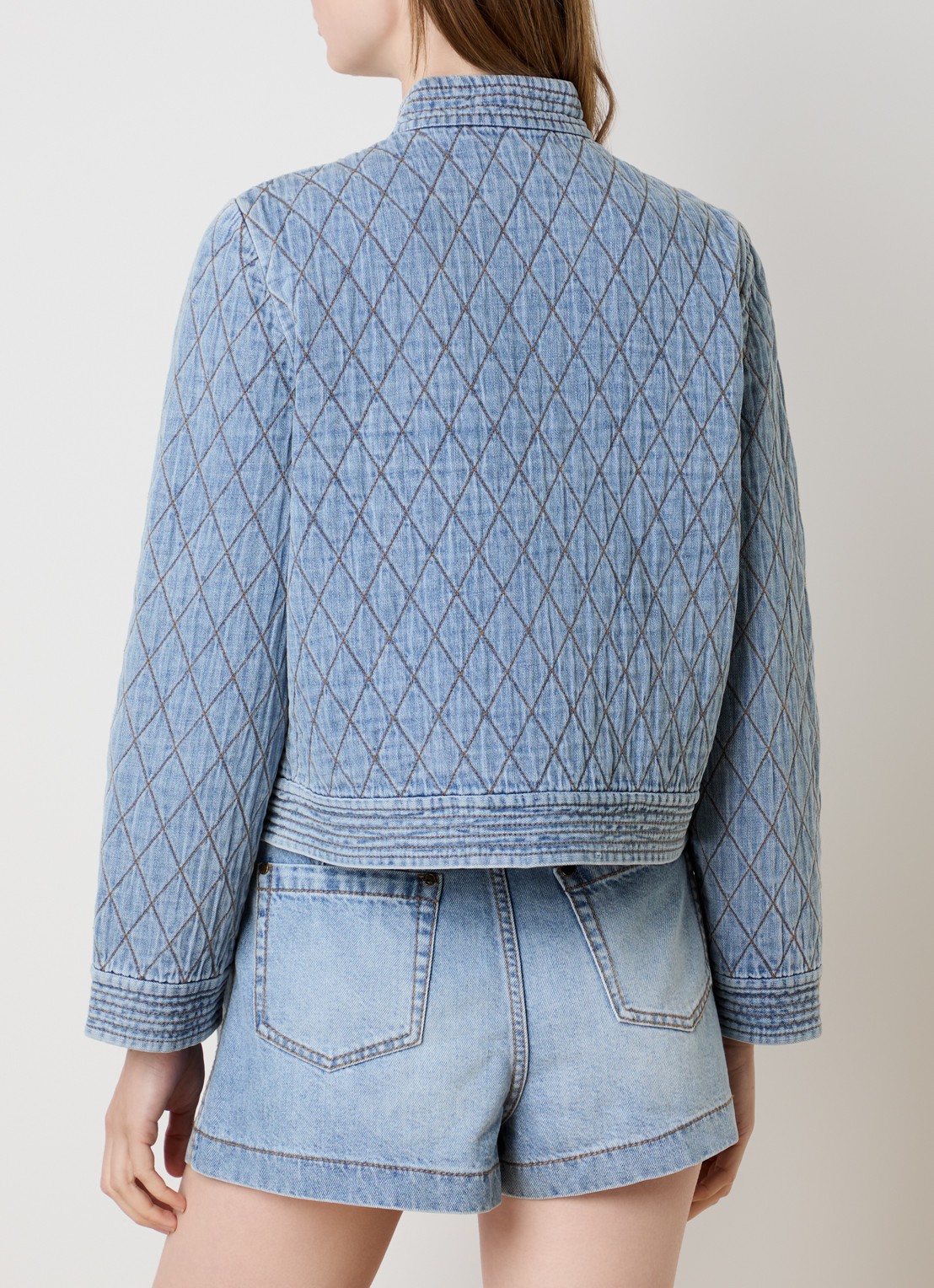 Zimmermann Indra spijkerjas met quilt patroon - achterkant indigo