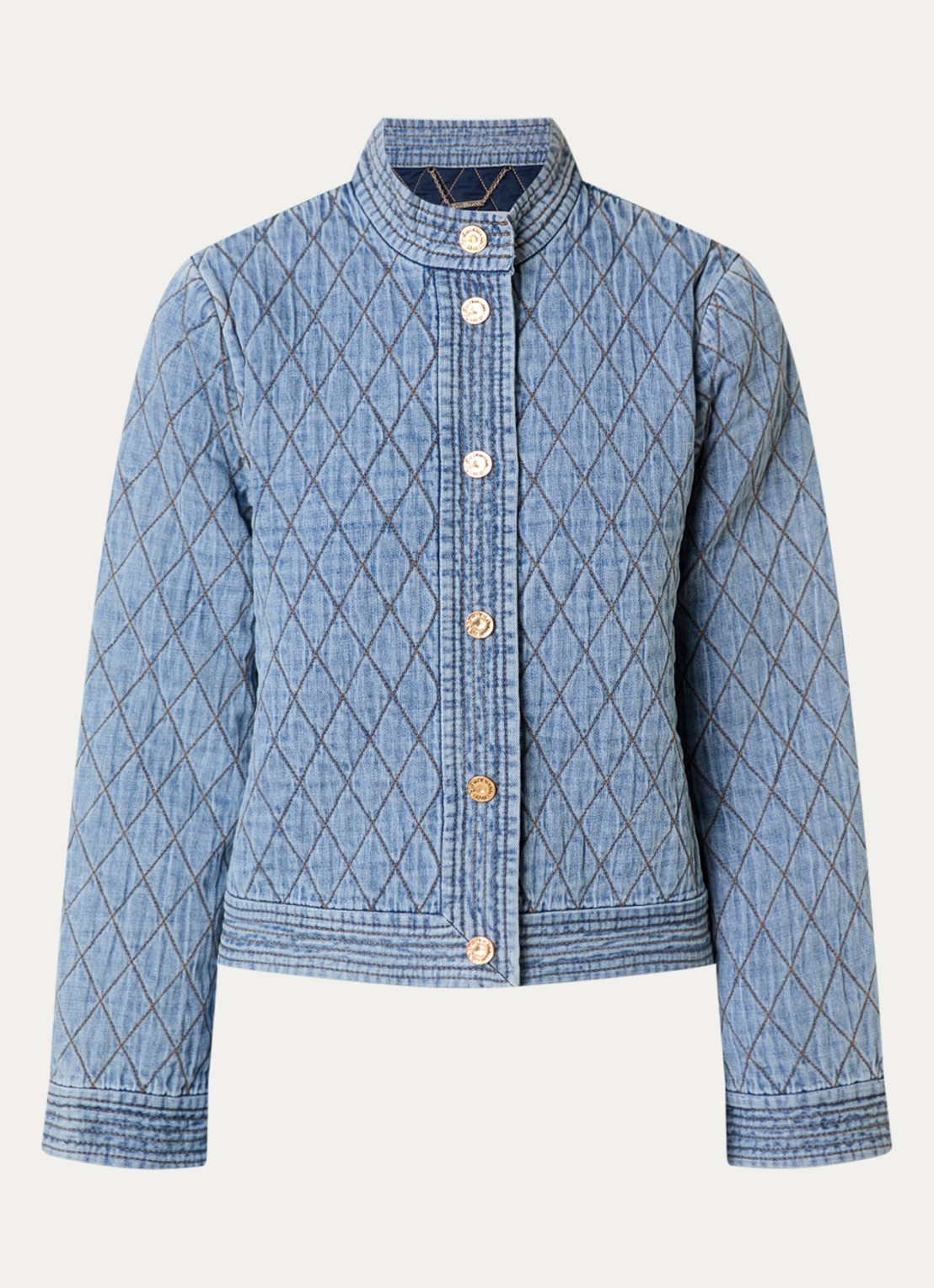 Zimmermann Indra spijkerjas met quilt patroon - voorkant 2 indigo