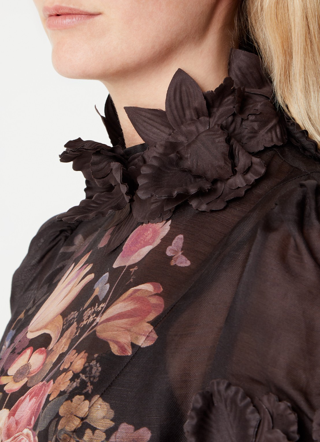 Zimmermann Luminosity semi-transparant midi jurk in zijdeblend - detail 5 zwart