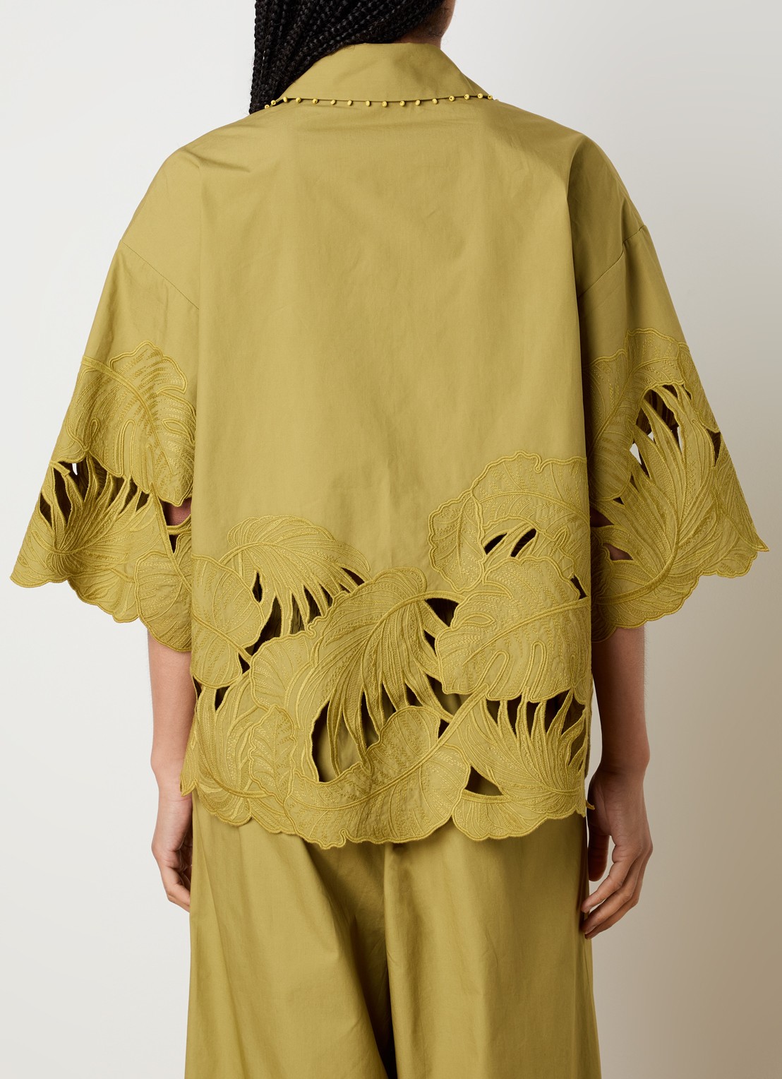 Zimmermann Mahon blouse met broderie - achterkant 3 mosgroen