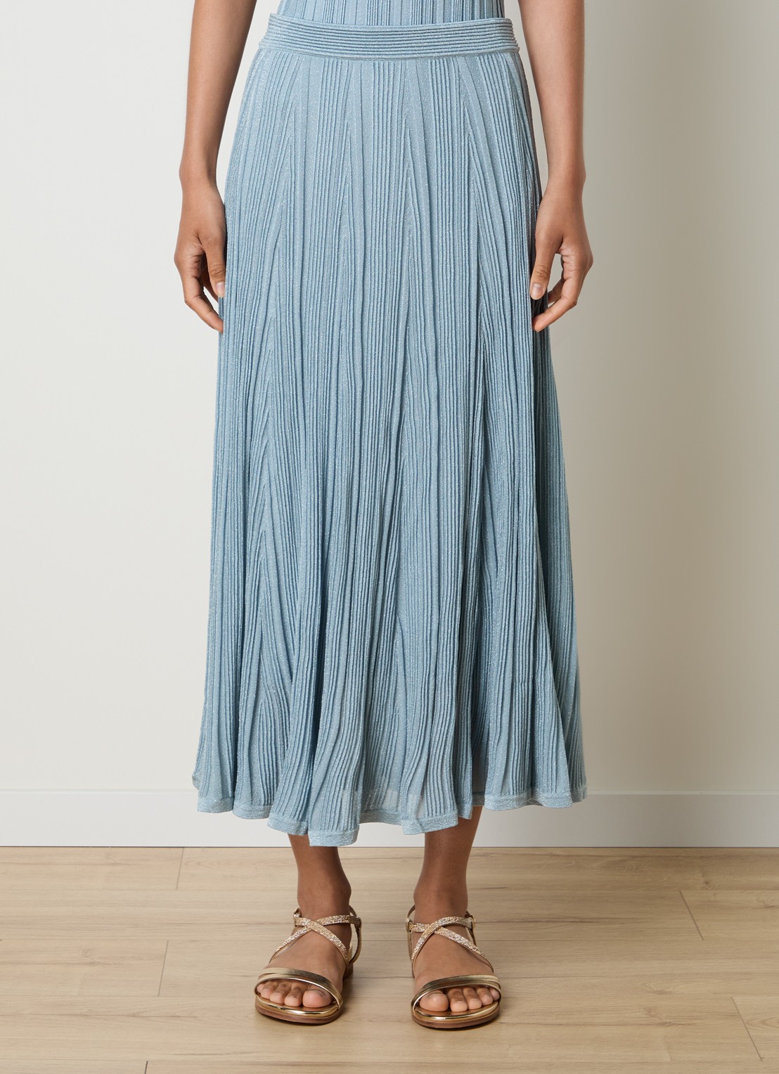 Zimmermann Maxi plooirok met metallic finish - detail 4 blauwgrijs