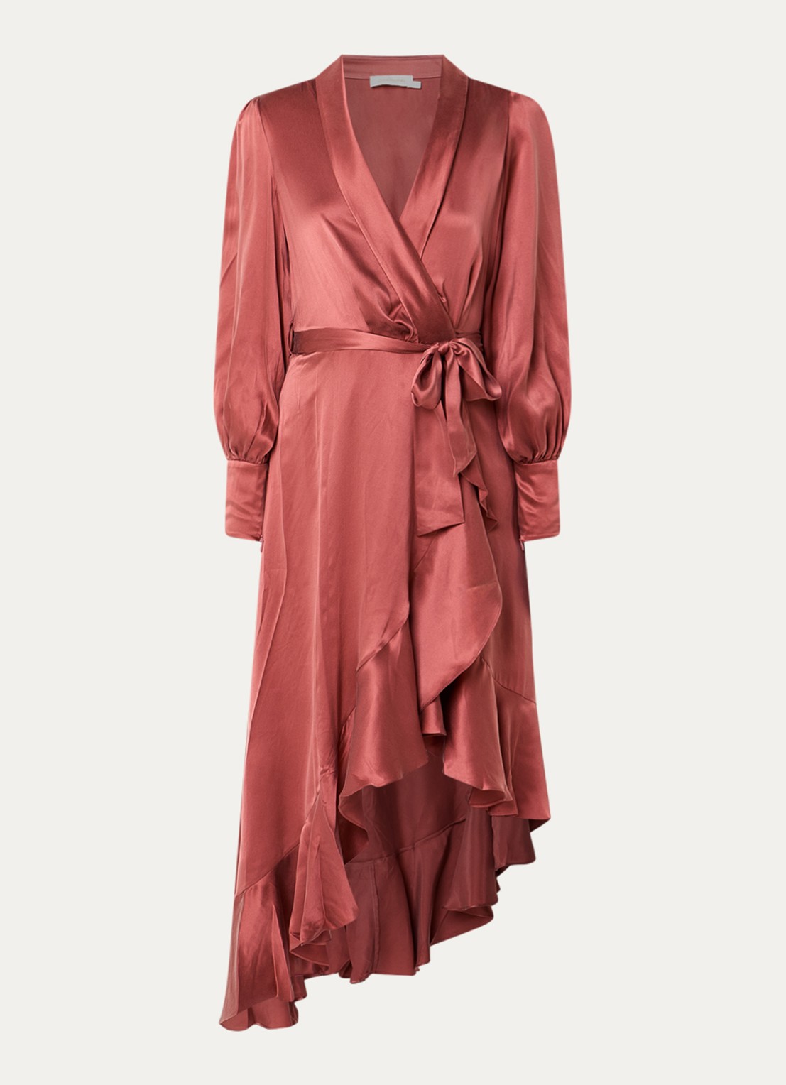Zimmermann Maxi tuniekjurk met overslag - voorkant steenrood