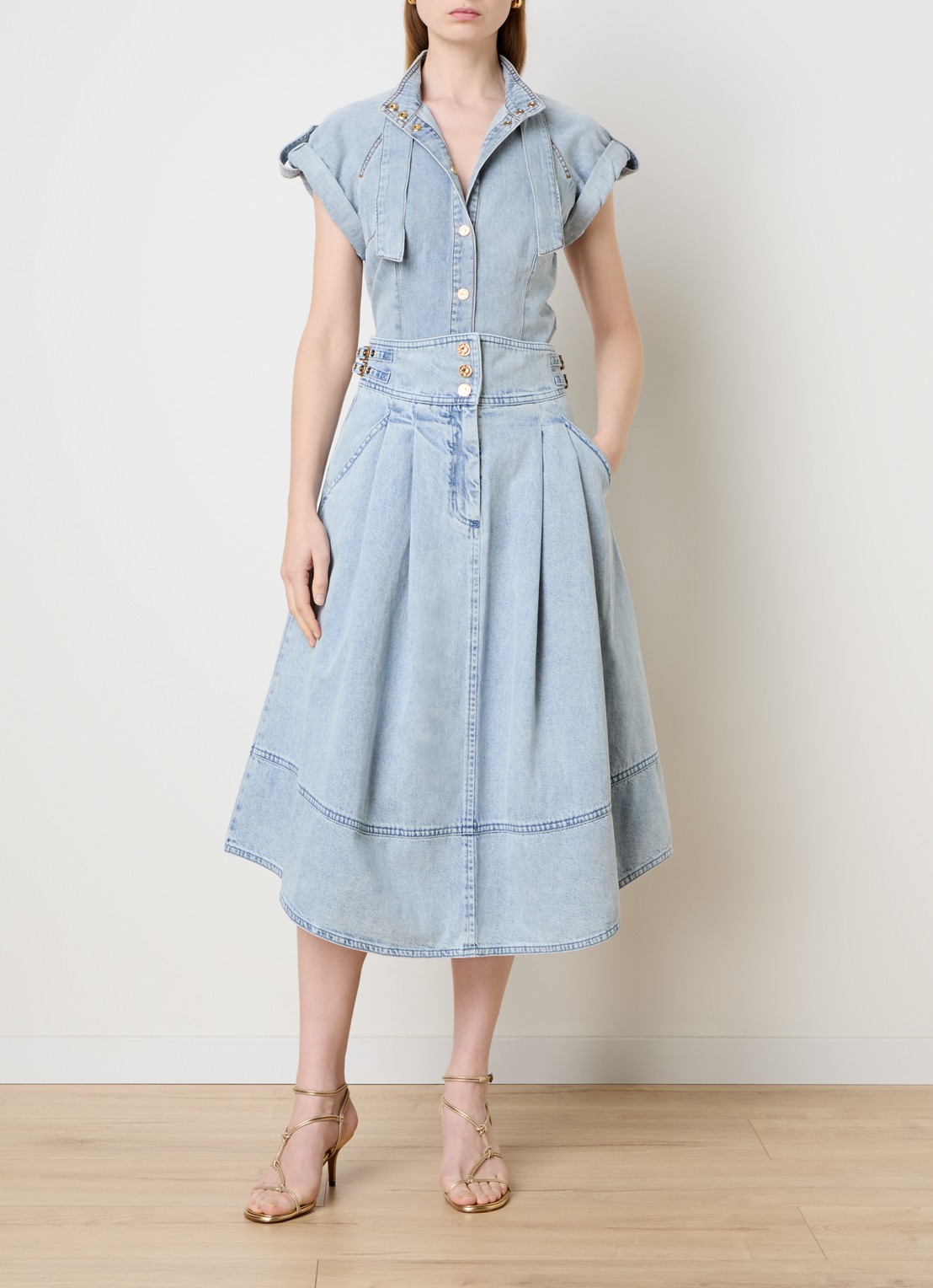 Zimmermann Midi spijkerrok met steekzakken - voorkant 2 jeans
