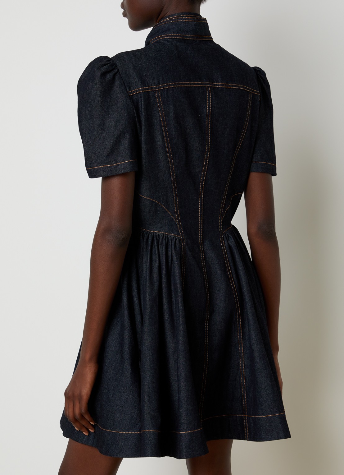 Zimmermann Mini denim jurk met borstzakken - achterkant 3 blauw