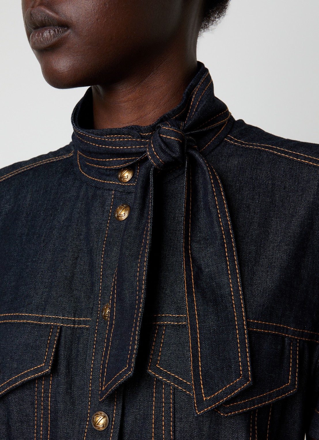 Zimmermann Mini denim jurk met borstzakken - detail 2 blauw
