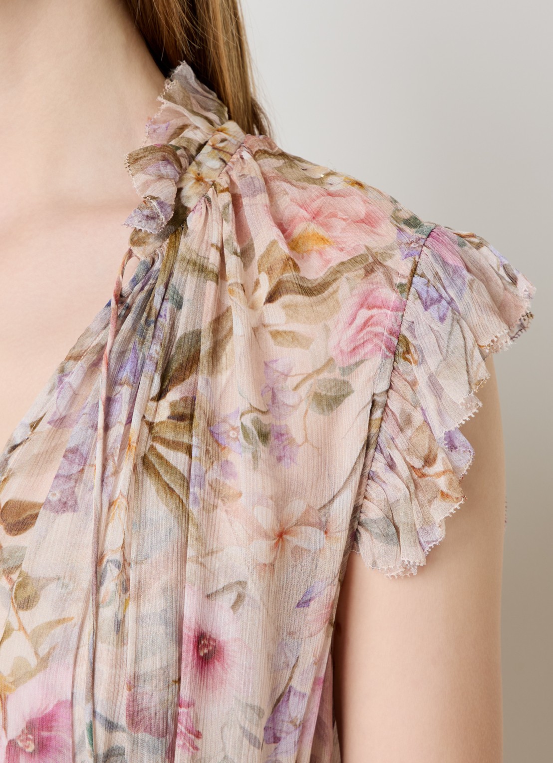 Zimmermann Rebellion midi tuniekjurk met bloemenprint - detail 3 gebroken wit