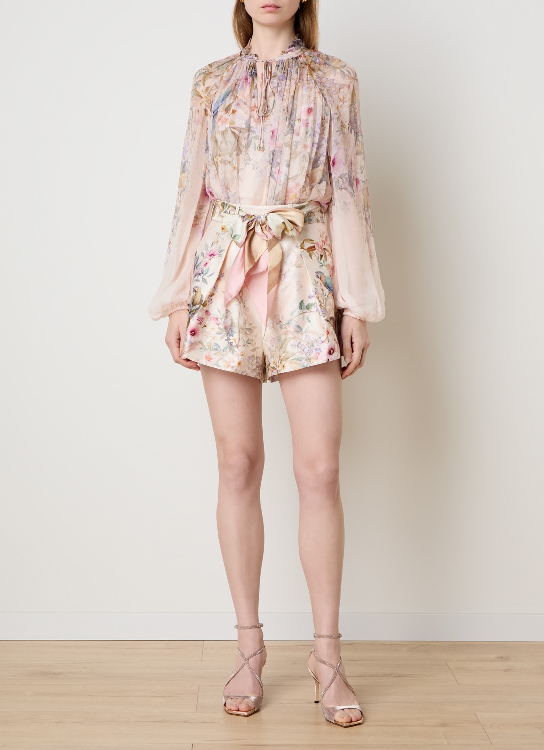 Zimmermann Rebellion tuniek met bloemenprint - voorkant 4 lichtroze
