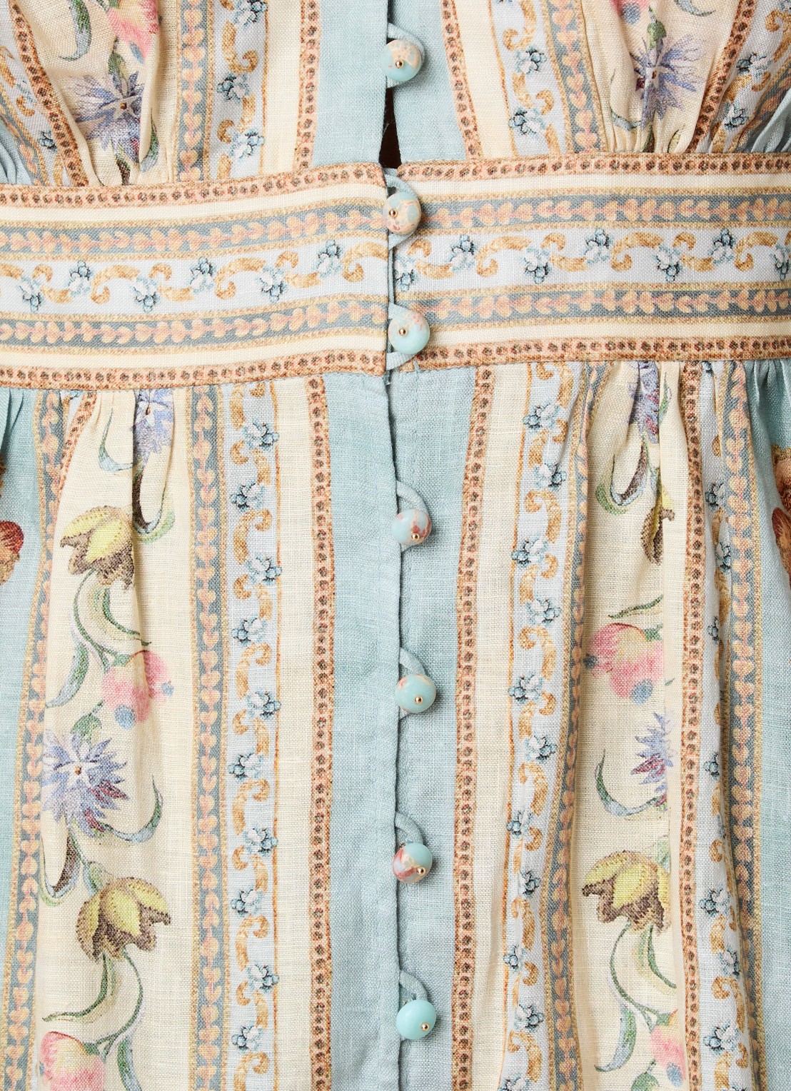 Zimmermann Roselight maxi jurk van linnen met print - detail 5 blauwgrijs