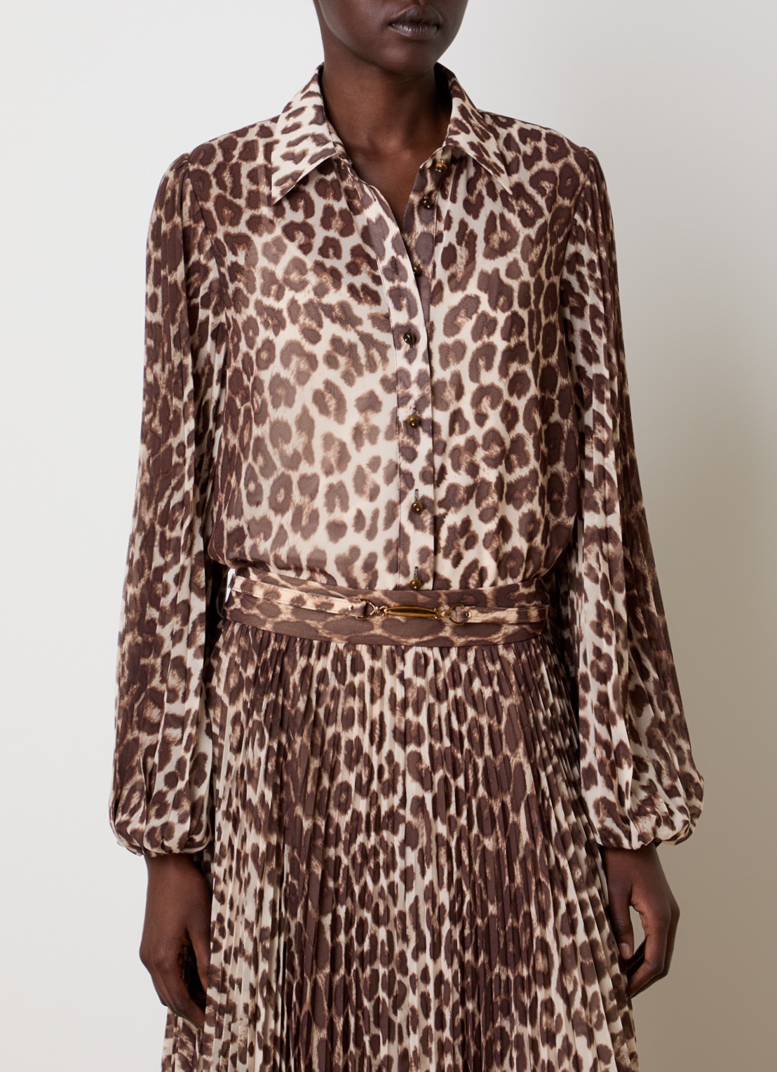 Zimmermann Sunray blouse met panterprint - detail 4 bruin