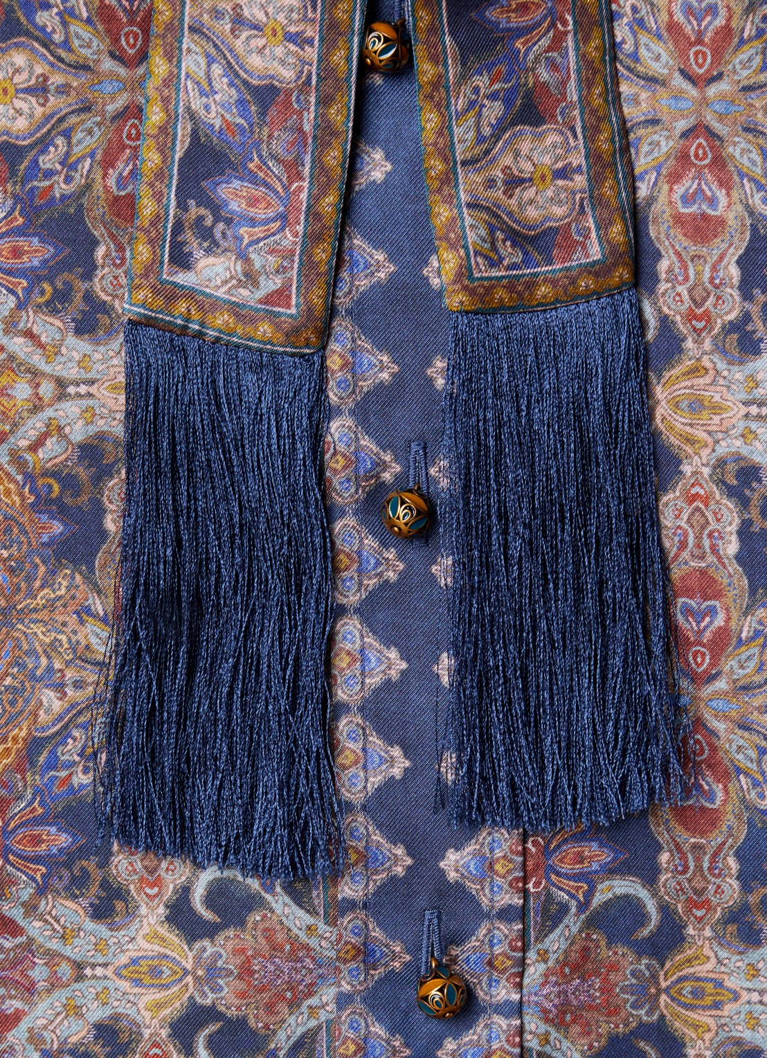 Zimmermann Valiant blouse van zijde met print - detail 2 blauw