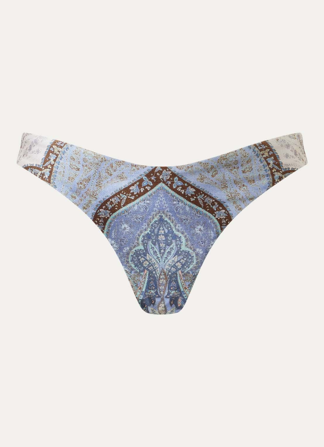 Zimmermann Wanderlust bikinislip met paisley dessin - voorkant 2 blauwgrijs