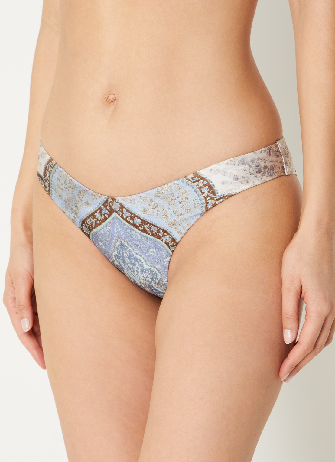 Zimmermann Wanderlust bikinislip met paisley dessin - voorkant 3 blauwgrijs